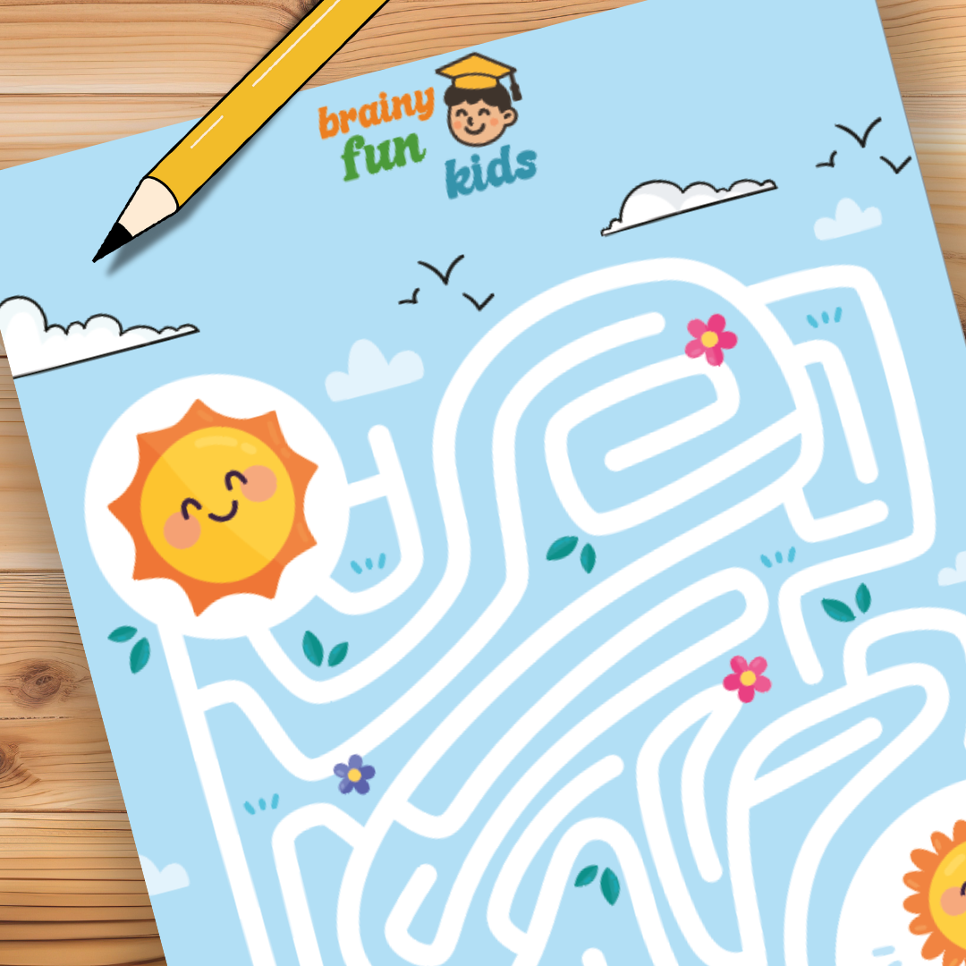 Printable Maze Activity for Kids – Sun Maze | Fun Educational Game (A4 Digital Download)
