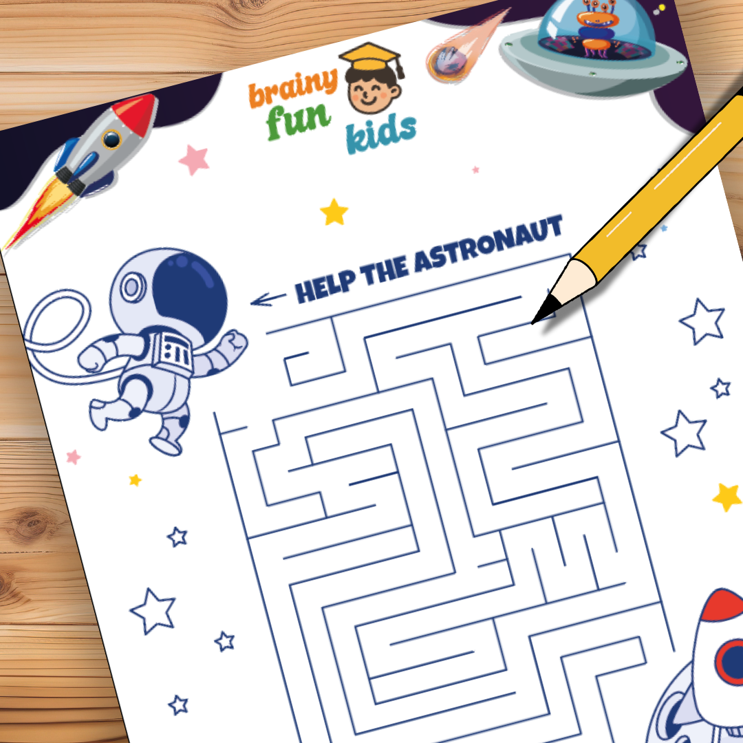 Printable Maze Activity for Kids – Astronaut Maze | Fun Educational Game (A4 Digital Download)