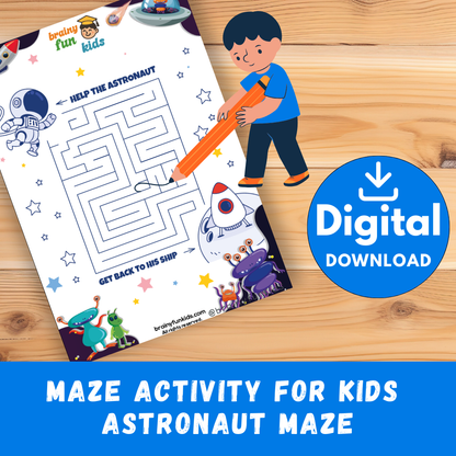 Printable Maze Activity for Kids – Astronaut Maze | Fun Educational Game (A4 Digital Download)