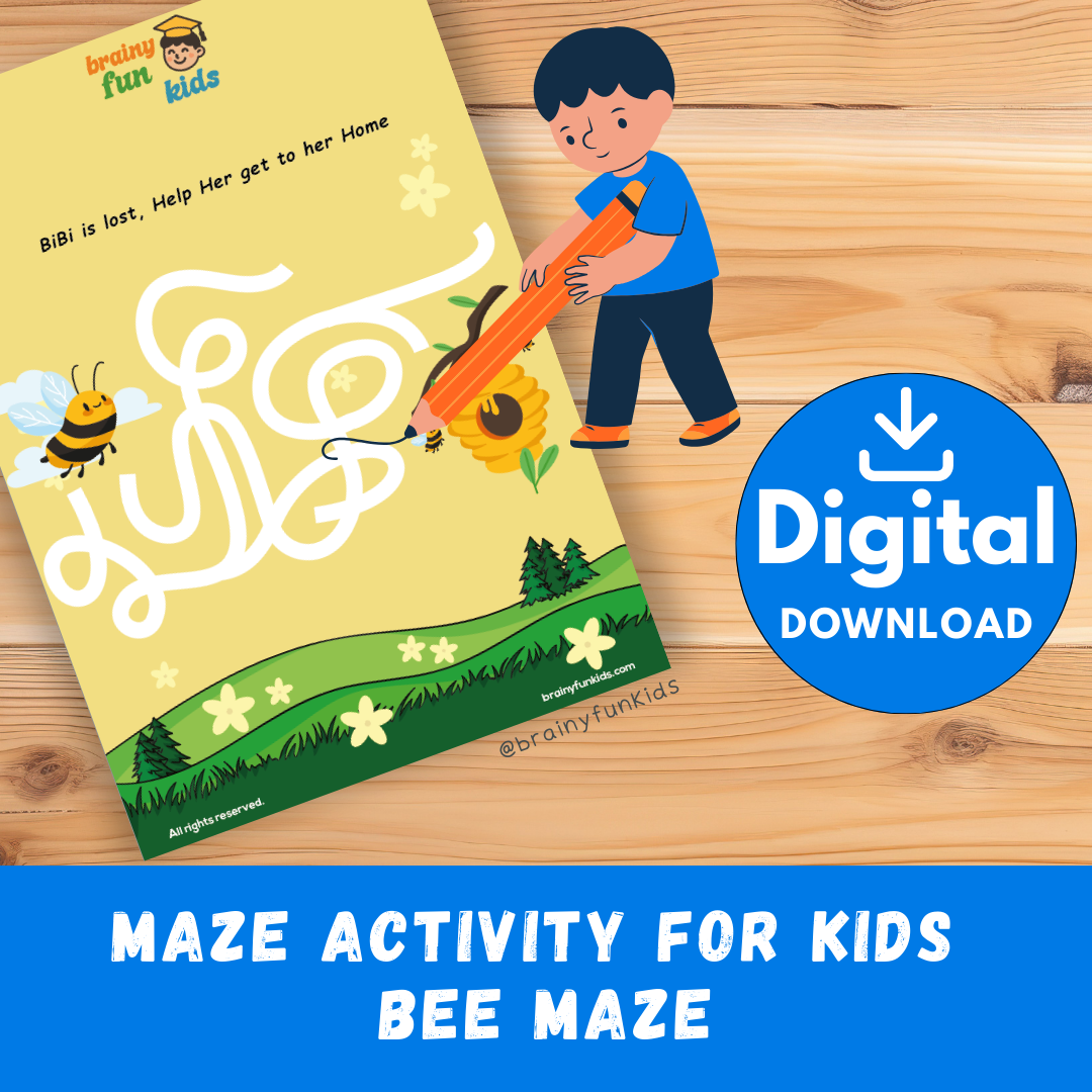 Printable Maze Activity for Kids – Bee Maze | Fun Educational Game (A4 Digital Download)