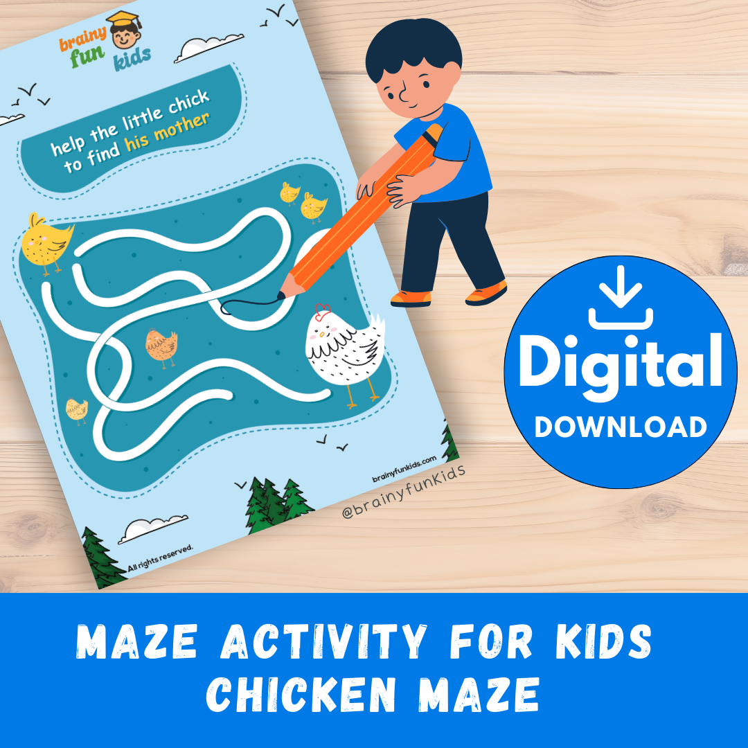 Printable Maze Activity for Kids – Chicken Maze | Fun Educational Game (A4 Digital Download)